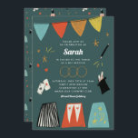 Blauwgroen Magic Show Bar Bat Mitzvah Uitnodiging<br><div class="desc">Verfijn uw gasten met een show-tegenhoudend Magisch Show thema. Dit speelse ontwerp is voorzien van handgetekende illustraties vol leuke en opvallende magie op een prachtige blauwgroen achtergrond! Pas uw eigen partijdetails aan en rond de partij met de volledige de partijlevering van het Show van de Magic.</div>