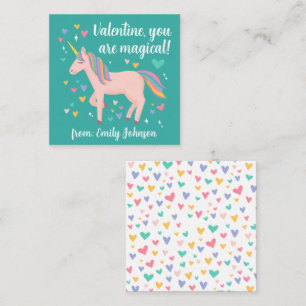 Blauwgroen Magische Unicorn Kinder Classroom Valen Notitiekaartje