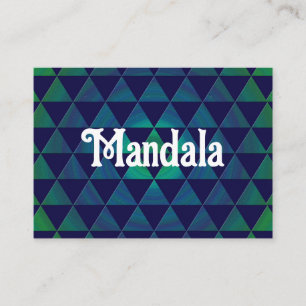 Blauwgroen Mandala Geometrisch Driehoekpatroon Visitekaartje
