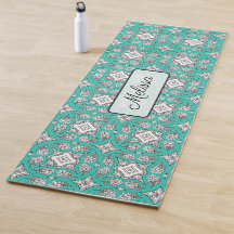 Blauwgroen Mandala gepersonaliseerde yogamat