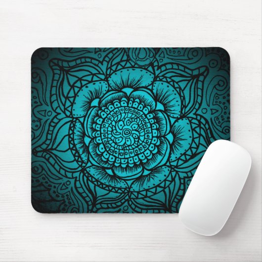 Blauwgroen Mandala Mousepad Muismat (Met muis)