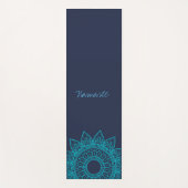 Blauwgroen Mandala Namaste Yoga Mat (Voorkant)