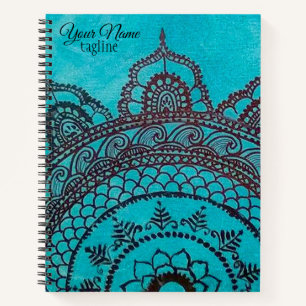 Blauwgroen Mandala Spiral-laptop Notitieboek
