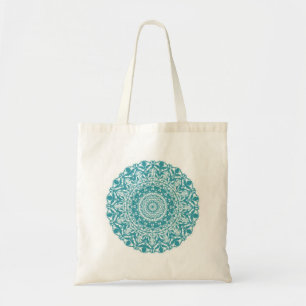 blauwgroen mandala tote bag