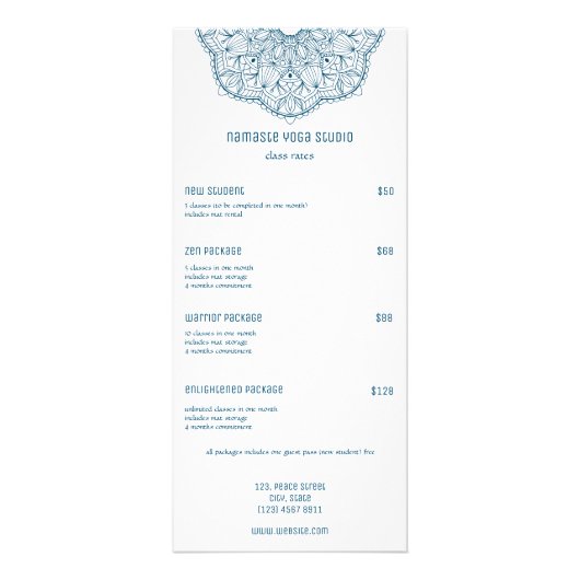 Blauwgroen Mandala Yoga Reiki Massage Handrawn Man Reclamekaart (Voorkant)