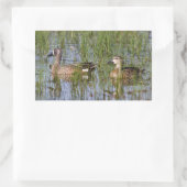 Blauwgroen mannelijk en vrouw met blauw vleugels i rechthoekige sticker (Tas)