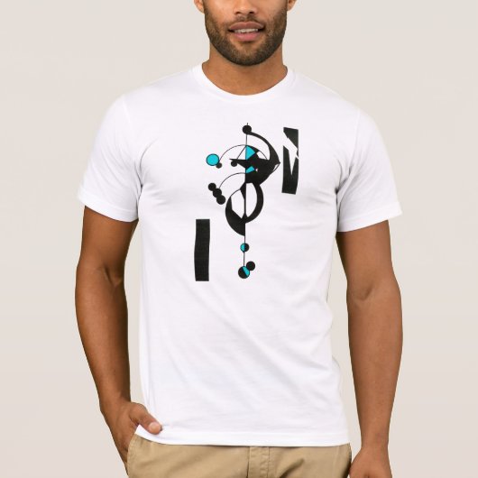 Blauwgroen Mannen Geo-ontwerp T-shirt (Voorkant)