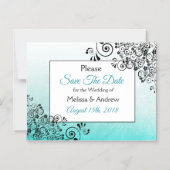 Blauwgroen Manuscript sparen de datumWortel Magnet Magnetische Uitnodiging (Voorkant)