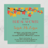 Blauwgroen Maple Leaves Herfst Bridal Shower Kaart (Voorkant / Achterkant)