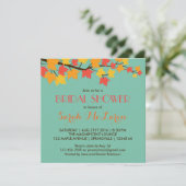 Blauwgroen Maple Leaves Herfst Bridal Shower Kaart (Staand voorkant)