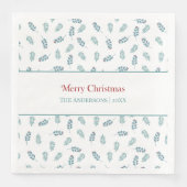 Blauwgroen maretak kerst servet (Voorkant)