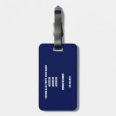 blauwgroen marine blauw team kleuren monogrammed v bagagelabel (Achterkant verticaal)