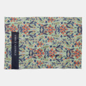  Blauwgroen marine Classy Floral Peacock Pattern Theedoek (Horizontaal)