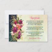 Blauwgroen, Marine, Gouden Vette Bloemen Huwelijks Kaart (Achterkant)