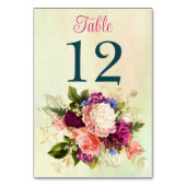 Blauwgroen, Marine, Groen, Gouden Bloemen Tafelnum Kaart (Achterkant)