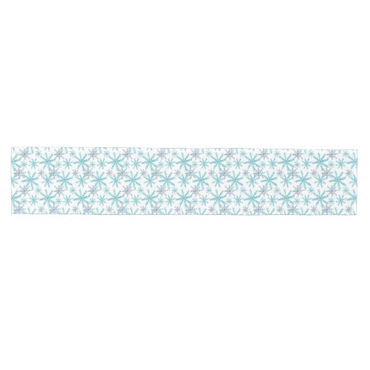 Blauwgroen marine Snowflake Pattern Holiday Medium Tafelloper (Horizontaal)