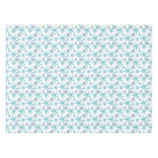 Blauwgroen marine Snowflake Pattern Holiday Tafelkleed (Voorkant (Horizontaal))