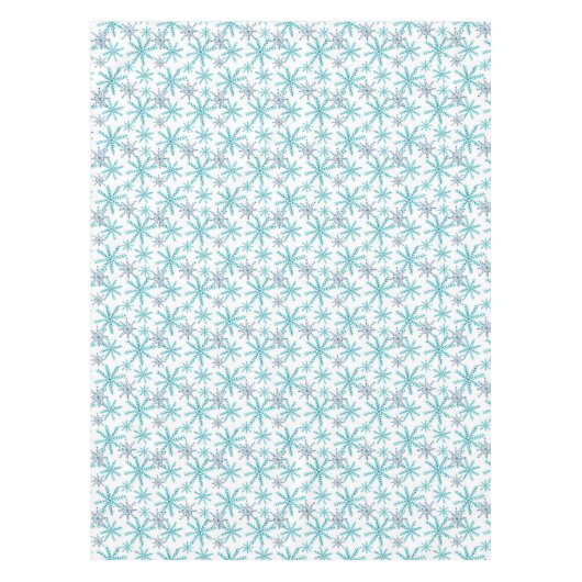 Blauwgroen marine Snowflake Pattern Holiday Tafelkleed (Voorkant)