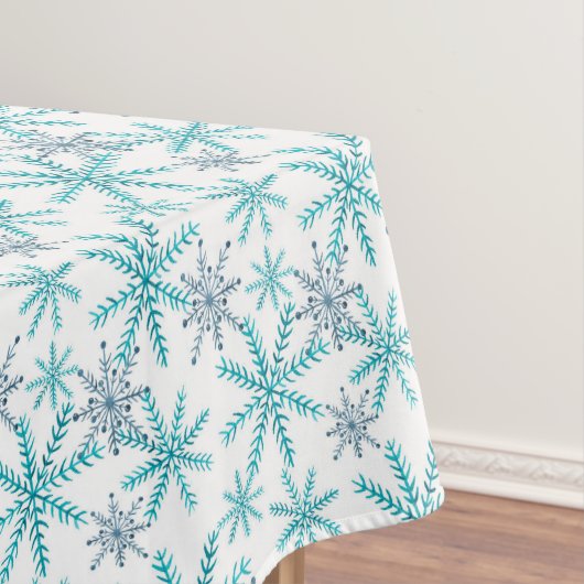 Blauwgroen marine Snowflake Pattern Holiday Tafelkleed (Voorbeeld)