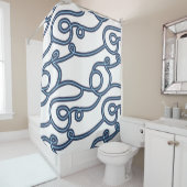 Blauwgroen, marineachtig en wit buikthema Shower C Douchegordijn (In situ)