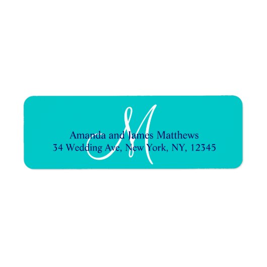 Blauwgroen marineblauw eenvoudig script monogram v etiket (Voorkant)