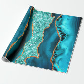 Blauwgroen marineblauw goud glitter marmer inpakpa cadeaupapier (Uitgerold)
