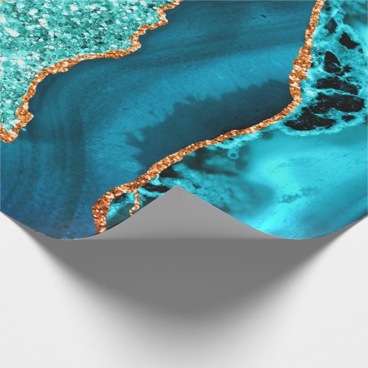 Blauwgroen marineblauw goud glitter marmer inpakpa cadeaupapier (Hoek)