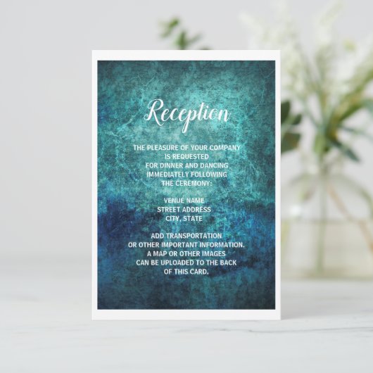 Blauwgroen marineblauw rond Waterverf bruiloft Kaart (Staand voorkant)