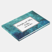 Blauwgroen marineblauw rond Waterverf Wedding Gues Gastenboek (Hoek)