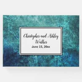Blauwgroen marineblauw rond Waterverf Wedding Gues Gastenboek