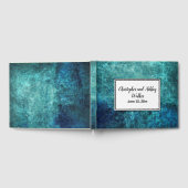 Blauwgroen marineblauw rond Waterverf Wedding Gues Gastenboek (Volledig)