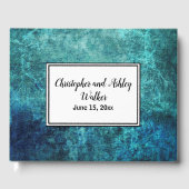 Blauwgroen marineblauw rond Waterverf Wedding Gues Gastenboek (Voorkant)