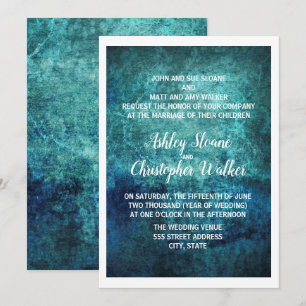 Blauwgroen marineblauw-Waterverf huwelijksuitnodig Kaart