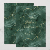 Blauwgroen marmer 50ste verjaardag kaart (Voorkant / Achterkant)