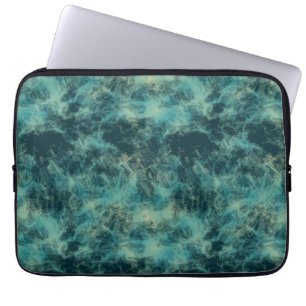 Blauwgroen Marmer Abstract Laptop Sleeve