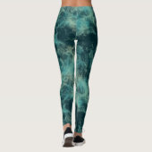 Blauwgroen Marmer Abstract Leggings (Achterkant)