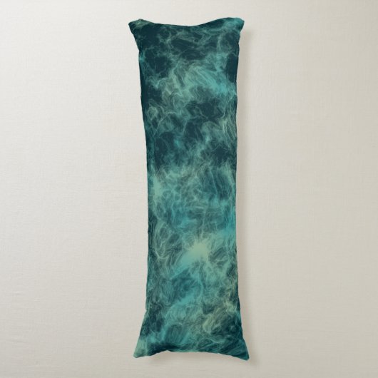Blauwgroen Marmer Abstract Lichaamskussen (Voorkant Verticaal)
