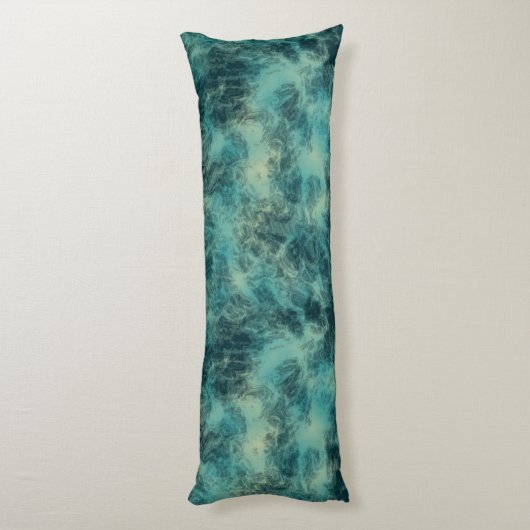 Blauwgroen Marmer Abstract Lichaamskussen (Achterkant (Verticaal))