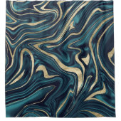 Blauwgroen marmer Blue Gold Marble #1 Douchegordijn (Voorkant)