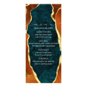 Blauwgroen Marmer, Burnt Oranje & Gold Agate Menu (Voorkant)