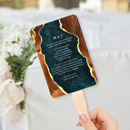 Blauwgroen marmer, Burnt Oranje Gold Agate Program Handwaaier