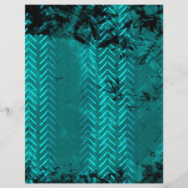 Blauwgroen marmer Chevron Scrapbook Paper (Voorkant)