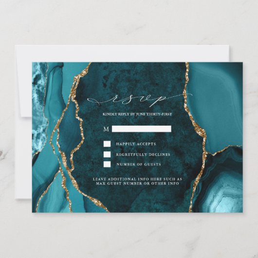 Blauwgroen, marmer- en gouden weddenschappen met R Kaart (Voorkant)