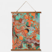 Blauwgroen marmer fluid Art tegen de achtergrond Hangend Wandkleed (Voorkant)