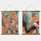 Blauwgroen marmer fluid Art tegen de achtergrond Hangend Wandkleed (Dubbel)