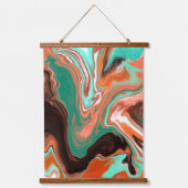 Blauwgroen marmer fluid Art tegen de achtergrond Hangend Wandkleed (Voorkant 2)