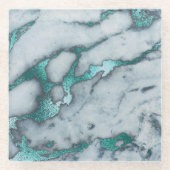 blauwgroen marmer glazen onderzetter (Voorkant)