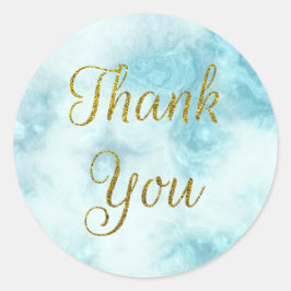 Blauwgroen Marmer & Goud Dank u Envelopzegel Ronde Sticker