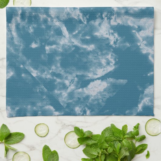 Blauwgroen marmer theedoek (Gevouwen)