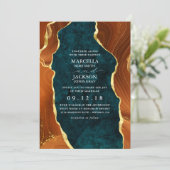 Blauwgroen marmer, verbrand Sinaasappel en goudgas Kaart (Staand voorkant)